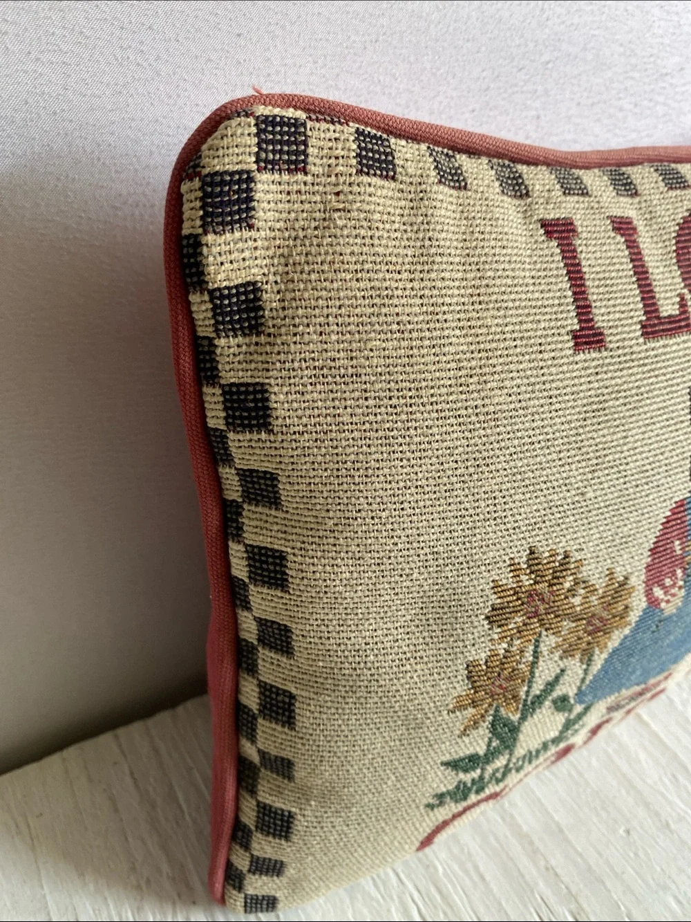 I Love Country Bunny Tapestry Pillow - Cream, Red, Blue
